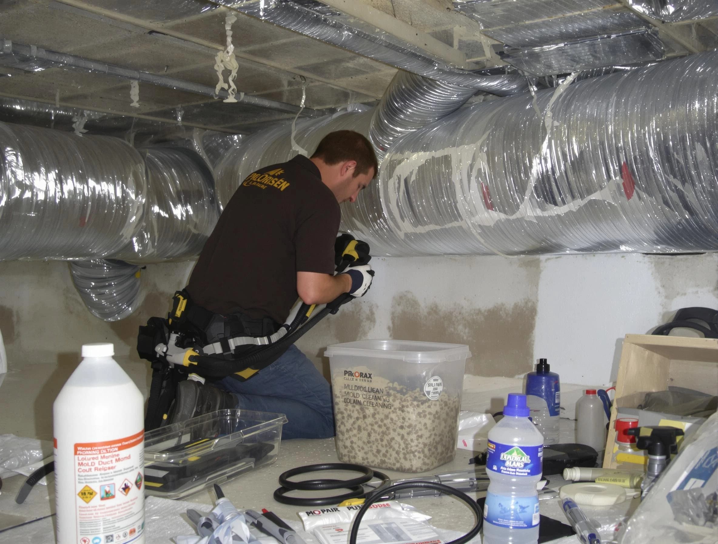 Candler-McAfee Air Duct Cleaning specialist performing professional mold removal from air ducts in Candler-McAfee