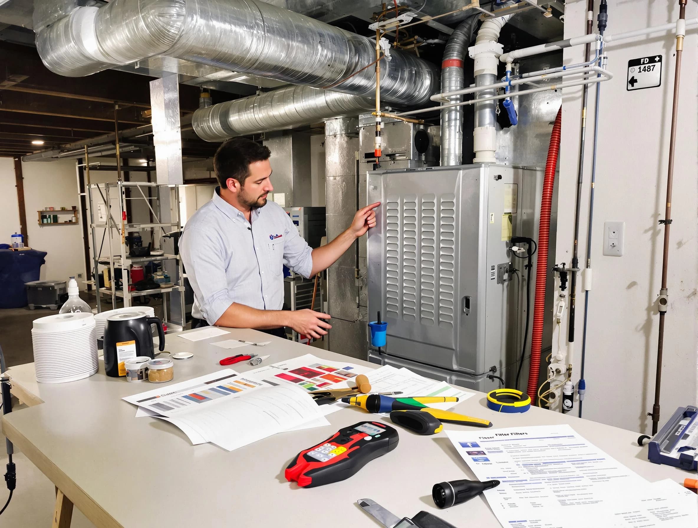 Candler-McAfee Air Duct Cleaning inspector conducting detailed filter system evaluation using professional diagnostic tools in Candler-McAfee